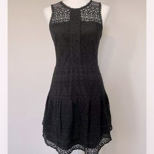 Parker black cocktail dress lace pattern zip